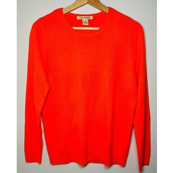 Ava Paige Long Sleeves Orange Sweater Crew Neck M - Picture 1 of 4